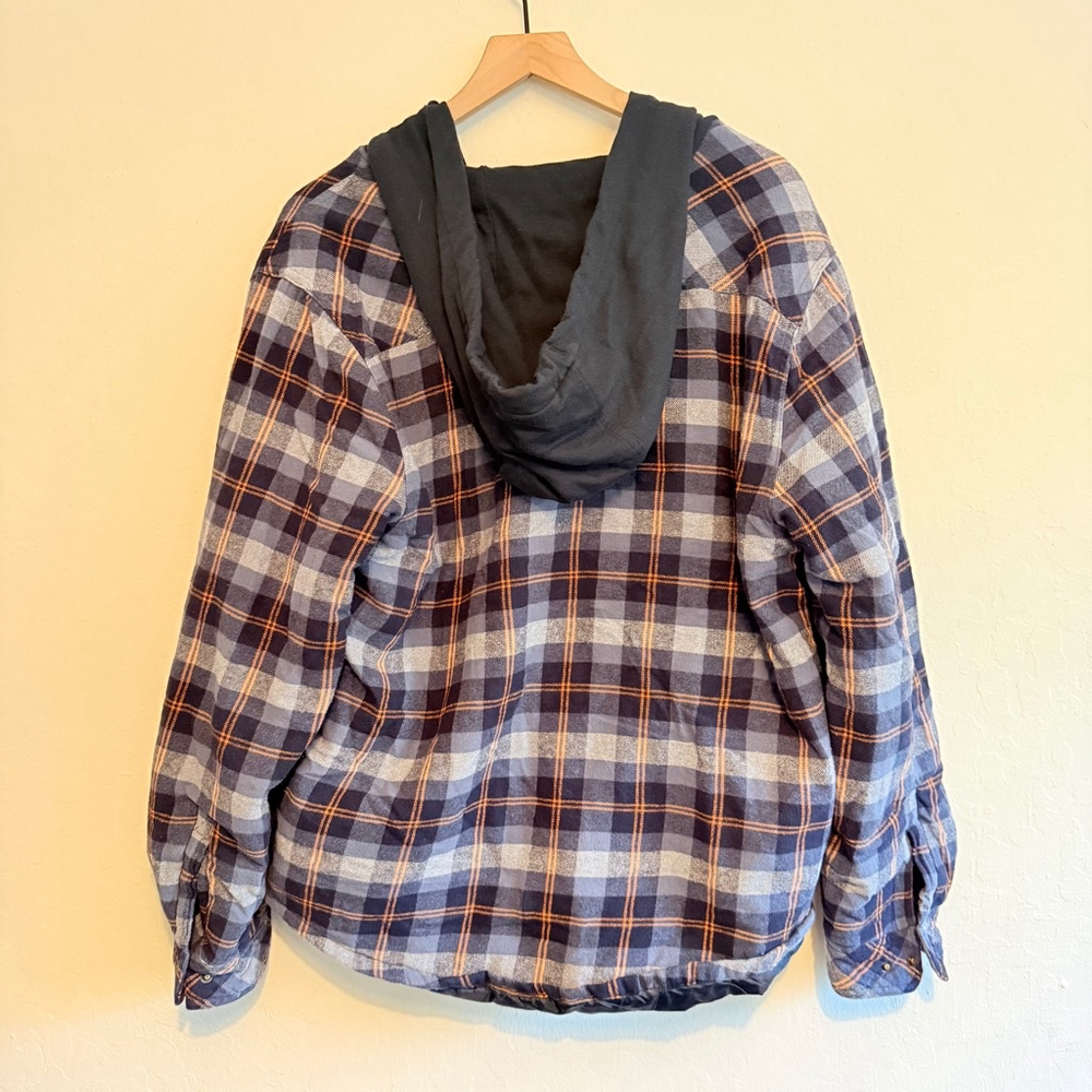 Legendary Outfitters Men's Blue/Orange Plaid Flannel Shirt Jacket Size Large - Picture 2 of 6